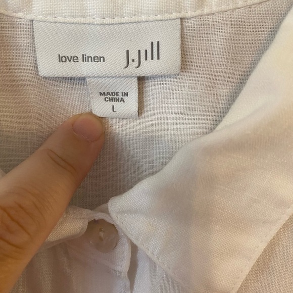 Love Linen J. Jill White Sleeveless Tank Top Beach Summer Shirt Tunic L Button - Picture 2 of 7
